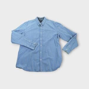 Men's American Eagle Vintage Fit Blue Striped Button Up Shirt Size XL